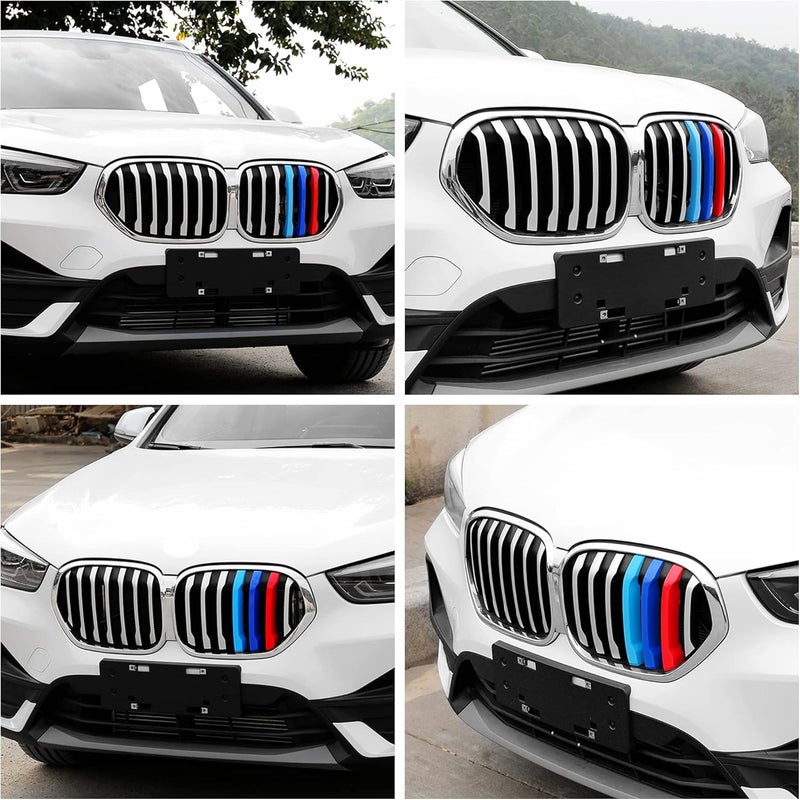 Goodream Tricolored Grille Insert Trims Compatible with BMW 2020 2021 2022 F48 X1 LCI Model Accessories for w/Standard 7-Beams Kidney Grille - Image 5